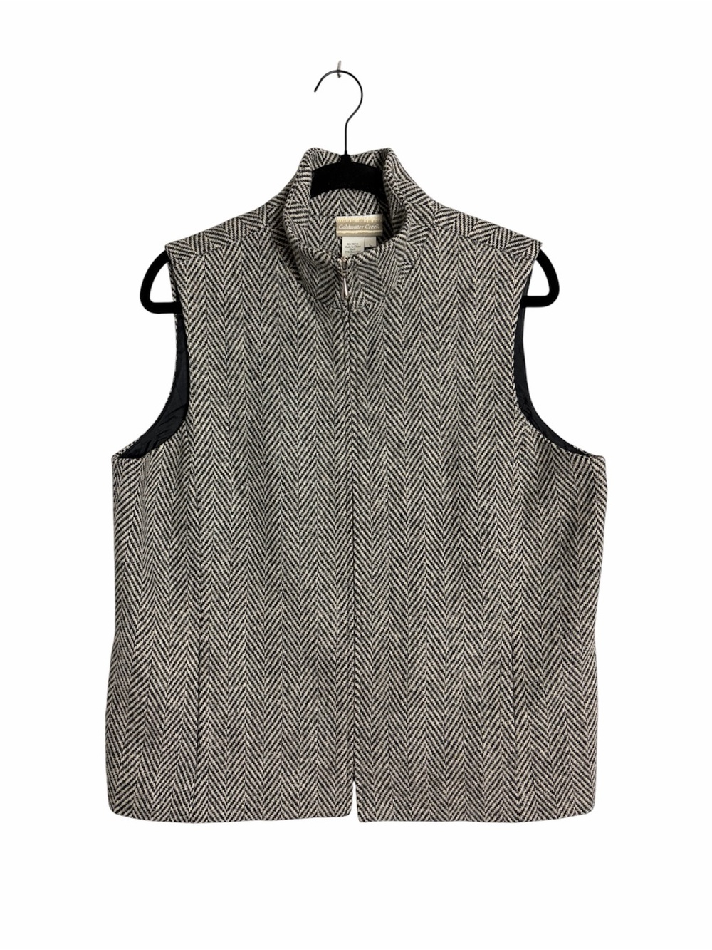 Coldwater Creek Wool Blend Herringbone Zip Front Vest Size L